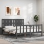 vidaXL Estructura de cama con cabecero madera maciza gris 160x200 cm vidaXL Estructura de cama con cabecero madera maciza gris 160x200 cm