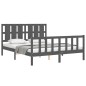 vidaXL Estructura de cama con cabecero madera maciza gris 160x200 cm vidaXL Estructura de cama con cabecero madera maciza gris 160x200 cm