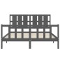 vidaXL Estructura de cama con cabecero madera maciza gris 160x200 cm vidaXL Estructura de cama con cabecero madera maciza gris 160x200 cm