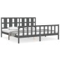 vidaXL Estructura de cama con cabecero madera maciza gris 180x200 cm vidaXL Estructura de cama con cabecero madera maciza gris 180x200 cm