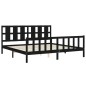 vidaXL Estructura de cama con cabecero madera maciza negro 200x200 cm vidaXL Estructura de cama con cabecero madera maciza negro 200x200 cm