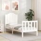 vidaXL Estructura de cama individual con cabecero madera maciza blanco vidaXL Estructura de cama individual con cabecero madera maciza blanco