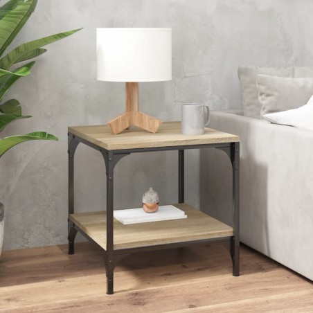 vidaXL Mesa de centro madera contrachapada roble Sonoma 50x50x40 cm