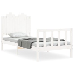 vidaXL Estructura de cama con cabecero madera maciza blanco 90x190 cm