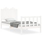 vidaXL Estructura de cama con cabecero madera maciza blanco 90x190 cm vidaXL Estructura de cama con cabecero madera maciza blanco 90x190 cm
