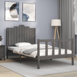 vidaXL Estructura de cama con cabecero madera maciza gris 100x200 cm