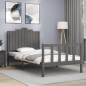 vidaXL Estructura de cama con cabecero madera maciza gris 100x200 cm vidaXL Estructura de cama con cabecero madera maciza gris 100x200 cm