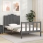 vidaXL Estructura de cama con cabecero madera maciza gris 100x200 cm vidaXL Estructura de cama con cabecero madera maciza gris 100x200 cm