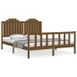 vidaXL Estructura de cama matrimonio con cabecero madera marrón miel vidaXL Estructura de cama matrimonio con cabecero madera marrón miel
