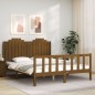 vidaXL Estructura de cama matrimonio con cabecero madera marrón miel vidaXL Estructura de cama matrimonio con cabecero madera marrón miel