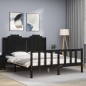 vidaXL Estructura de cama con cabecero madera maciza negro 160x200 cm