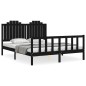 vidaXL Estructura de cama con cabecero madera maciza negro 160x200 cm