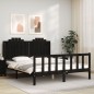 vidaXL Estructura de cama con cabecero madera maciza negro 160x200 cm
