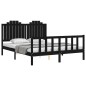 vidaXL Estructura de cama con cabecero madera maciza negro 160x200 cm