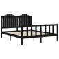 vidaXL Estructura de cama con cabecero madera maciza negro 160x200 cm