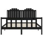 vidaXL Estructura de cama con cabecero madera maciza negro 160x200 cm