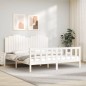 vidaXL Estructura de cama con cabecero madera maciza blanco 180x200 cm vidaXL Estructura de cama con cabecero madera maciza blanco 180x200 cm