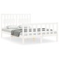 vidaXL Estructura cama de matrimonio con cabecero madera maciza blanco vidaXL Estructura cama de matrimonio con cabecero madera maciza blanco