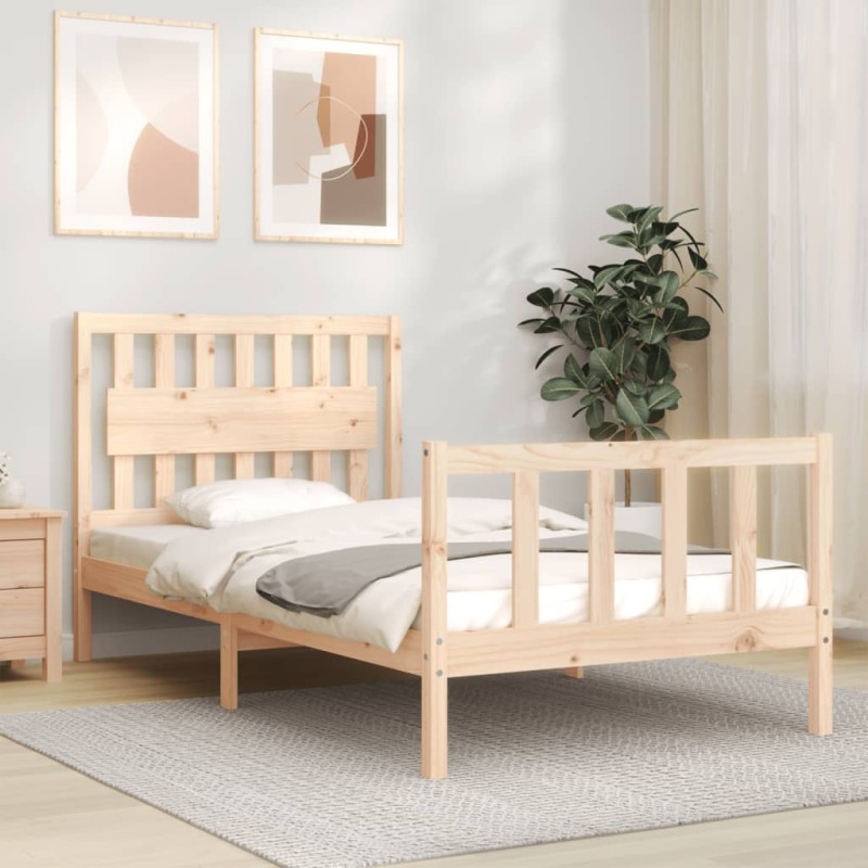 vidaXL Estructura de cama con cabecero madera maciza 100x200 cm vidaXL Estructura de cama con cabecero madera maciza 100x200 cm