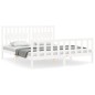vidaXL Estructura cama de matrimonio con cabecero madera maciza blanco vidaXL Estructura cama de matrimonio con cabecero madera maciza blanco