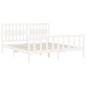 vidaXL Estructura cama de matrimonio con cabecero madera maciza blanco vidaXL Estructura cama de matrimonio con cabecero madera maciza blanco