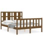 vidaXL Estructura cama y cabecero madera maciza marrón miel 120x200 cm vidaXL Estructura cama y cabecero madera maciza marrón miel 120x200 cm