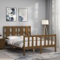 vidaXL Estructura cama y cabecero madera maciza marrón miel 120x200 cm vidaXL Estructura cama y cabecero madera maciza marrón miel 120x200 cm