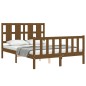 vidaXL Estructura cama y cabecero madera maciza marrón miel 120x200 cm vidaXL Estructura cama y cabecero madera maciza marrón miel 120x200 cm
