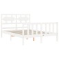 vidaXL Estructura cama de matrimonio con cabecero madera maciza blanco