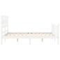 vidaXL Estructura cama de matrimonio con cabecero madera maciza blanco