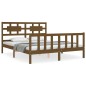 vidaXL Estructura de cama matrimonio con cabecero madera marrón miel vidaXL Estructura de cama matrimonio con cabecero madera marrón miel