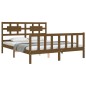 vidaXL Estructura de cama matrimonio con cabecero madera marrón miel vidaXL Estructura de cama matrimonio con cabecero madera marrón miel