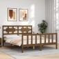 vidaXL Estructura de cama matrimonio con cabecero madera marrón miel vidaXL Estructura de cama matrimonio con cabecero madera marrón miel