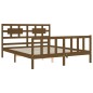 vidaXL Estructura de cama matrimonio con cabecero madera marrón miel vidaXL Estructura de cama matrimonio con cabecero madera marrón miel