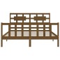 vidaXL Estructura de cama matrimonio con cabecero madera marrón miel vidaXL Estructura de cama matrimonio con cabecero madera marrón miel