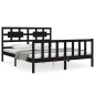 vidaXL Estructura de cama con cabecero madera maciza negro 160x200 cm vidaXL Estructura de cama con cabecero madera maciza negro 160x200 cm