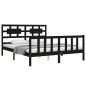 vidaXL Estructura de cama con cabecero madera maciza negro 160x200 cm vidaXL Estructura de cama con cabecero madera maciza negro 160x200 cm