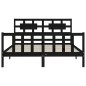vidaXL Estructura de cama con cabecero madera maciza negro 160x200 cm vidaXL Estructura de cama con cabecero madera maciza negro 160x200 cm