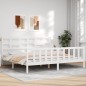 vidaXL Estructura cama de matrimonio con cabecero madera maciza blanco