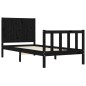 vidaXL Estructura de cama individual con cabecero madera maciza negro