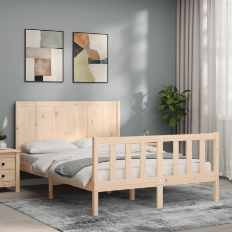 vidaXL Estructura de cama con cabecero madera maciza 140x190 cm