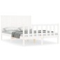 vidaXL Estructura de cama con cabecero madera maciza blanco 140x200 cm vidaXL Estructura de cama con cabecero madera maciza blanco 140x200 cm