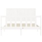 vidaXL Estructura de cama con cabecero madera maciza blanco 140x200 cm vidaXL Estructura de cama con cabecero madera maciza blanco 140x200 cm