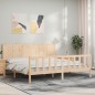 vidaXL Estructura de cama de matrimonio con cabecero madera maciza vidaXL Estructura de cama de matrimonio con cabecero madera maciza