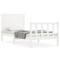 vidaXL Estructura de cama individual con cabecero madera maciza blanco