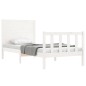 vidaXL Estructura de cama individual con cabecero madera maciza blanco