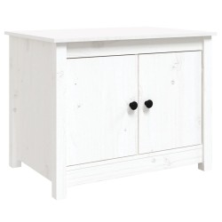 vidaXL Mesa de centro de madera maciza de pino blanco 71x49x55 cm