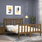 vidaXL Estructura de cama matrimonio con cabecero madera marrón miel