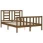 vidaXL Estructura de cama matrimonio con cabecero madera marrón miel