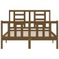 vidaXL Estructura de cama matrimonio con cabecero madera marrón miel